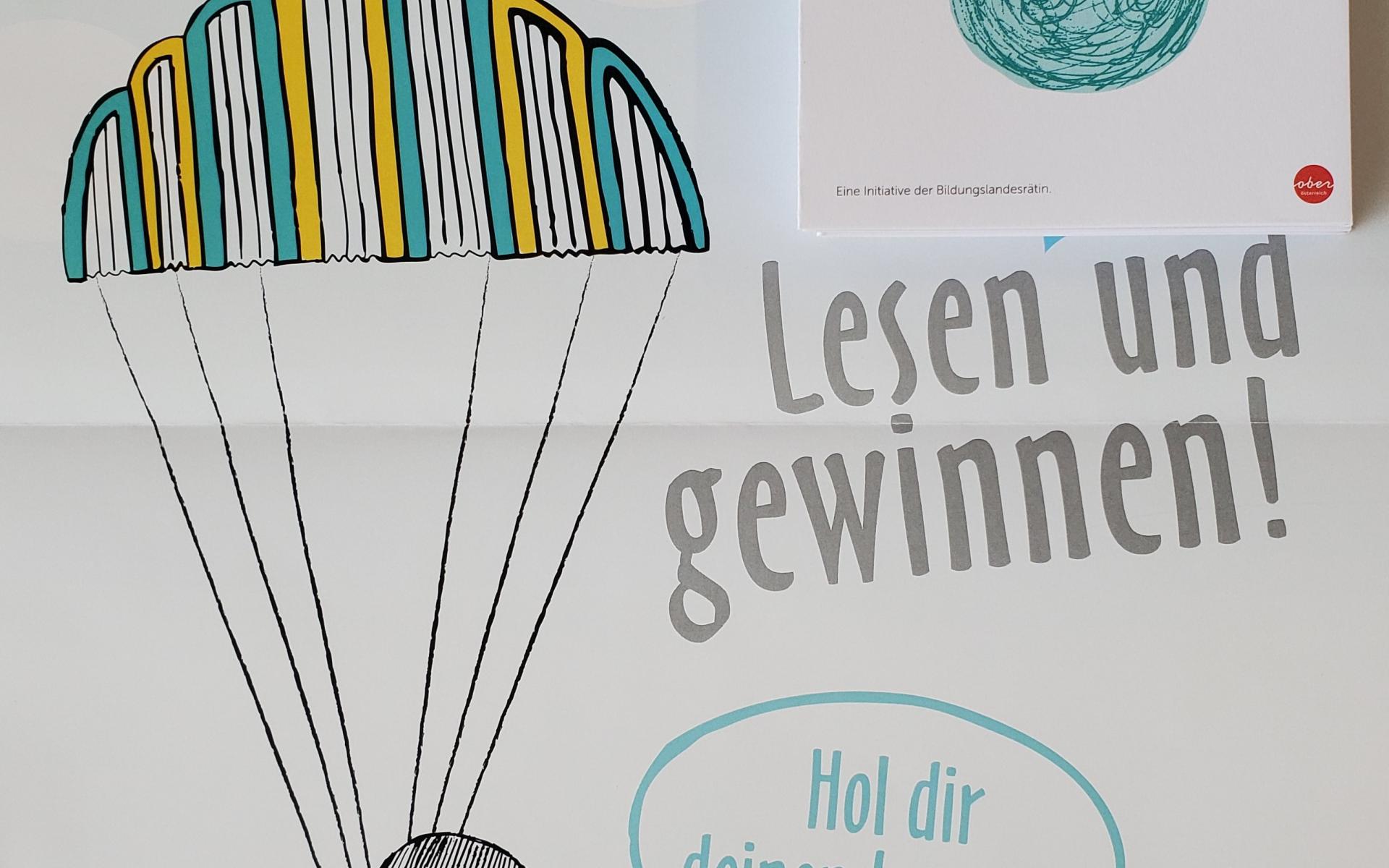 Fallschirm auf Plakat gezeichnet